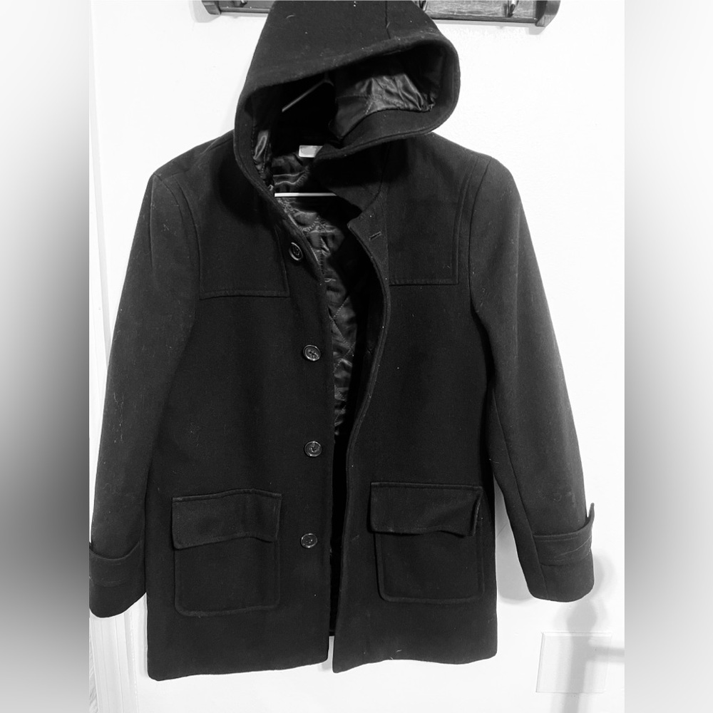 Boys Black Hooded Coat